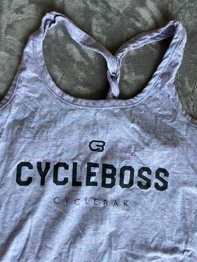 Cyclebar CycleBoss Heather Lilac Racerback Tank with Black Logo